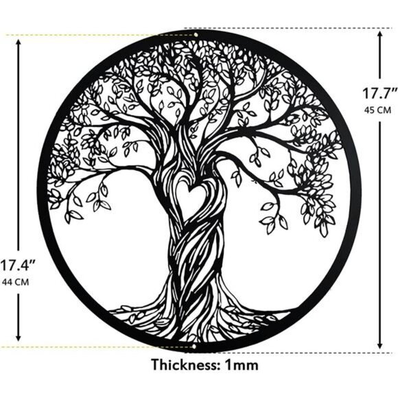 Acopelo Tree of Life Wall Decor Rustic Black Metal Art Sculpture Living Room - Picture 2 of 8